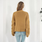 Women's Puff Sleeve Chunky Knit Cardigan | Front Cardigan