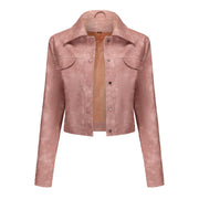 Women's Thin Multi-Pocket Faux Leather Cardigan Jacket | Outerwear