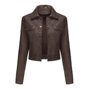 Women's Thin Multi-Pocket Faux Leather Cardigan Jacket | Outerwear