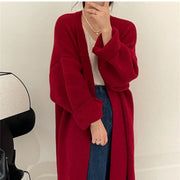 Loose Contrast Stitch Cardigan | Women's Long Sleeve Knit Top