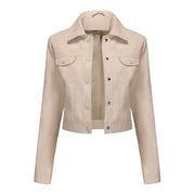 Women's Thin Multi-Pocket Faux Leather Cardigan Jacket | Outerwear