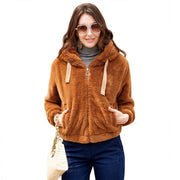 Warm Plush Coat | Women's Hooded Short Winter Jacket