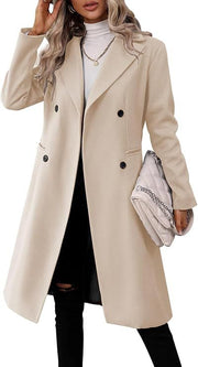 Women's Long Woolen Coat | Solid Color Fall Winter Overcoat