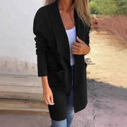 Women's Waterfall Lapel Open Front Coat | Long Sleeve Loose Mid-Length Jacket