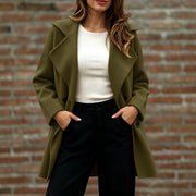 Women's Double-Breasted Wool Coat | Long Sleeve Outerwear