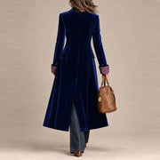 Women's Contrast Lace Velvet Long Coat | Outerwear