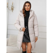 Women's Hooded Mid-Length Thickened Coat | Slim Fit Winter Jacket