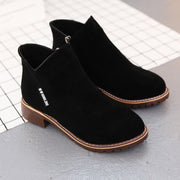 Women's Frosted Chunky Heel Ankle Boots | Vintage Fall Winter Boots