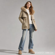 Women's Waist-Slimming Thickened Casual Jacket | Fur Trim & Pockets