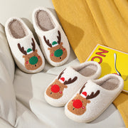 Women's Elk Print Winter Slippers | Soft Cozy House Shoes