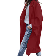 Women's Casual Long Woolen Coat | Single Breasted Lapel Jacket with Pockets