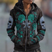 Women's Printed Hooded Zip-Up Cardigan | Casual Sweatshirt