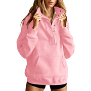 Women's Loose-Fit Solid Color Sweatshirt | Long Sleeve Pullover with Pockets