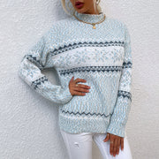 Women's Snowflake Half Turtleneck Sweater | Winter Christmas Knit Pullover
