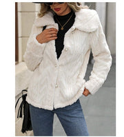 Women's Large Lapel Plush Cardigan Coat, Double-Sided Fleece – Winter Casual