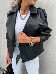Women's PU Leather Loose Lapel Jacket | Coat Outerwear