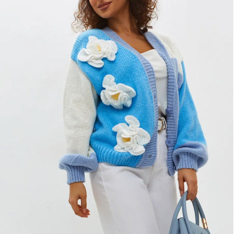 Women's Floral Print Lantern Sleeve Cardigan Coat – Casual