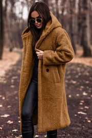 Women's Faux Fur Coat | Warm Hooded Long Teddy Jacket