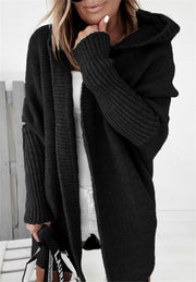 Women's Oversized Bat Sleeve Hooded Cardigan | Loose Knit Sweater