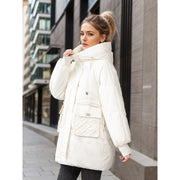 Women's Winter Hooded Coat | Thicken Straight Cotton Jacket with Pockets