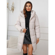 Women's Hooded Mid-Length Thickened Coat | Slim Fit Winter Jacket