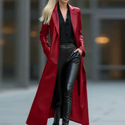 Faux Leather Long Coat | Women's Loose Urban Jacket