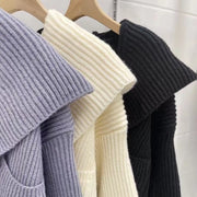 Women's Hooded Knit Cardigan – Autumn/Winter Casual