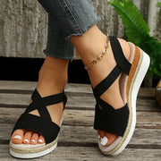 Women's Cross-Strap Platform Wedge Sandals | Gladiator Hemp Heel Summer Shoes