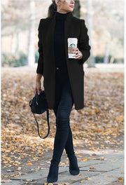 Women's Stand-Up Collar Woolen Blazer | Classic Cardigan Jacket