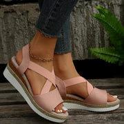 Women's Cross-Strap Platform Wedge Sandals | Gladiator Hemp Heel Summer Shoes