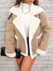 Women's Polo Collar Plush Jacket | Warm Winter Casual Coat