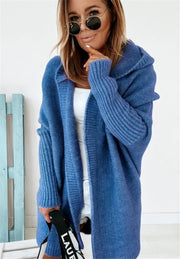 Women's Oversized Bat Sleeve Hooded Cardigan | Loose Knit Sweater