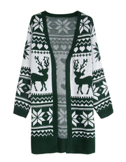 Women's Elk Snowflake Embroidered Knit Cardigan – Winter Casual