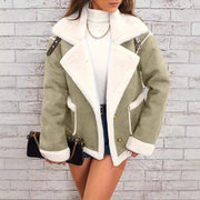 Women's Polo Collar Plush Jacket | Warm Winter Casual Coat
