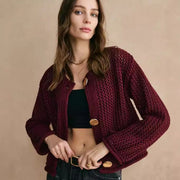 Women's Round Neck Chunky Knit Cardigan, All-Match Basic – Winter Casual