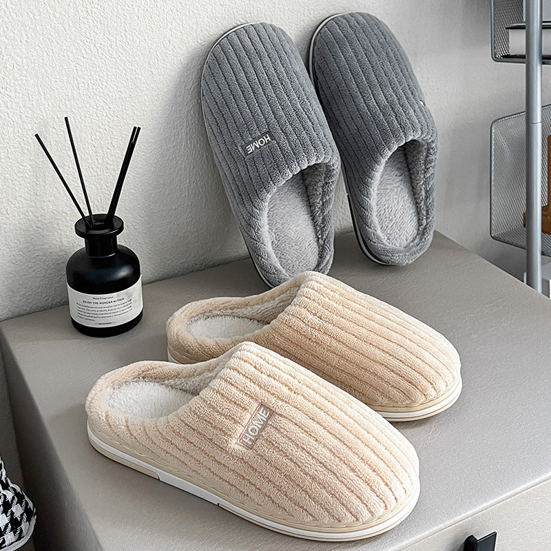 Women's Solid Color Cotton Slippers | Warm Winter House Shoes