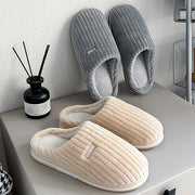 Women's Solid Color Cotton Slippers | Warm Winter House Shoes