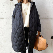 Women's Diamond Lattice Hooded Cotton Coat | Street Style Winter Jacket