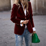 Women's Velvet Lapel Suit Jacket | Slim Single-Breasted Business Blazer