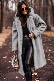 Women's Faux Fur Coat | Warm Hooded Long Teddy Jacket