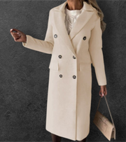Women's Double Breasted Lapel Winter Coat | Slim Fit Long Jacket