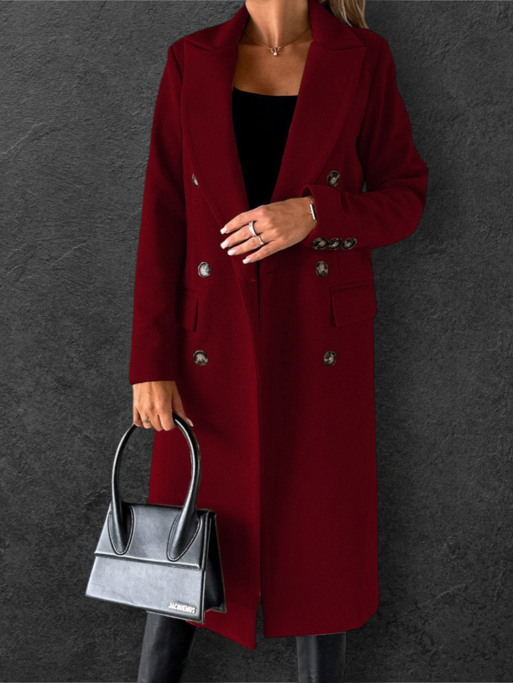 Women's Double Breasted Lapel Winter Coat | Slim Fit Long Jacket