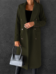 Women's Double Breasted Lapel Winter Coat | Slim Fit Long Jacket
