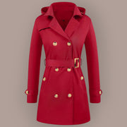 Women's Woolen Hooded Plus Size Coat | Warm Winter Outerwear