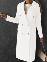 Women's Double Breasted Lapel Winter Coat | Slim Fit Long Jacket